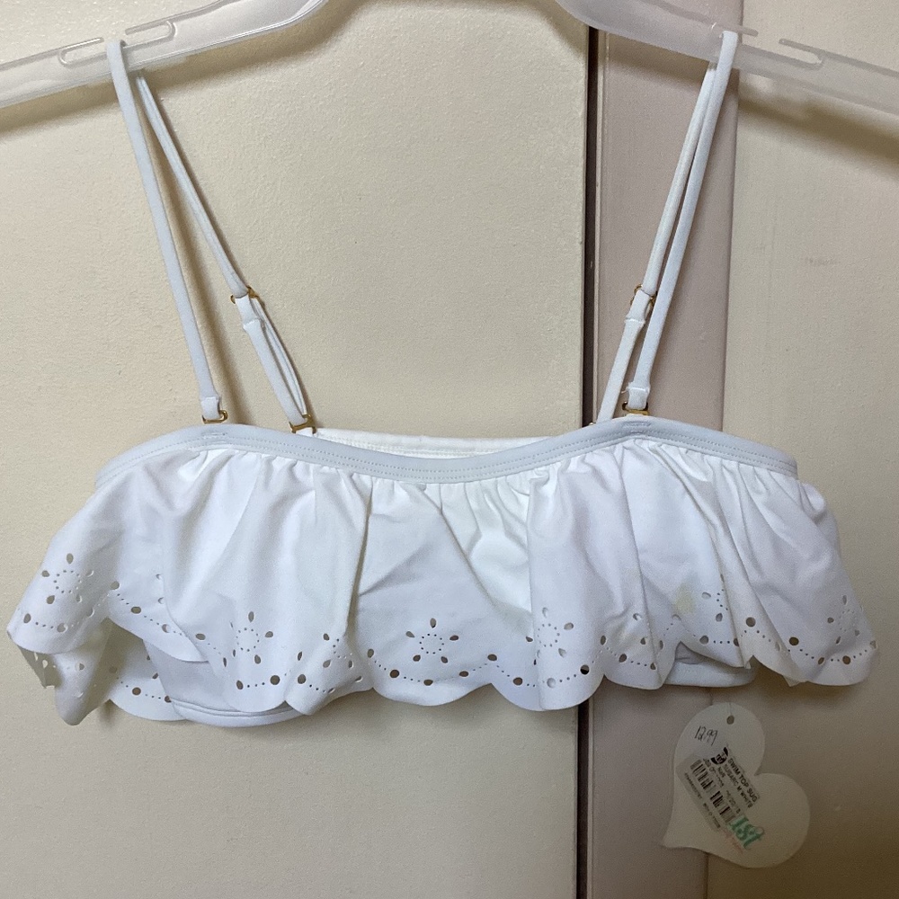 Sugar Coast White Hyacinth Swim Top Size M NWT